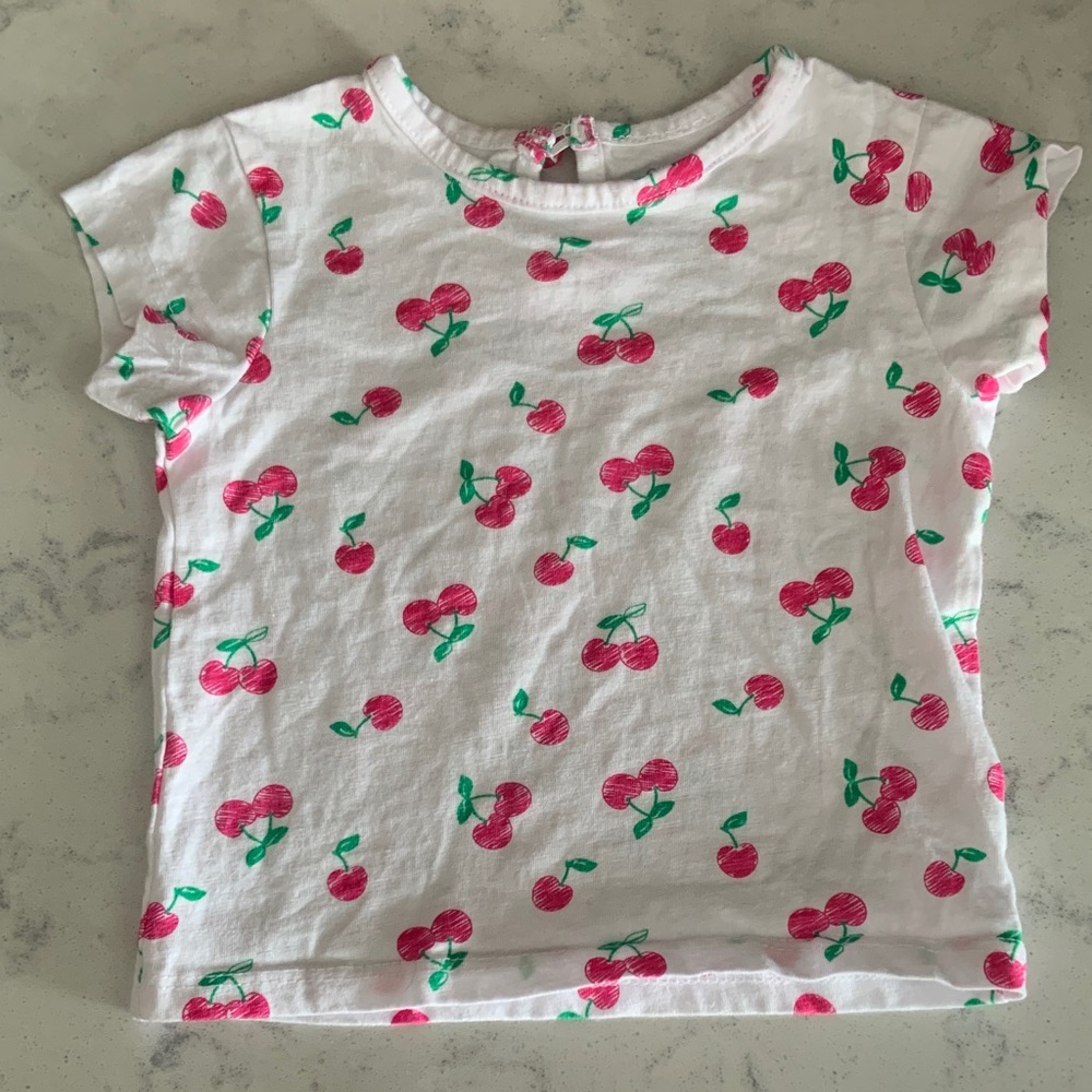 🍓3/$10 George Pink Cherry Print Kids T-Shirt size 3-6m